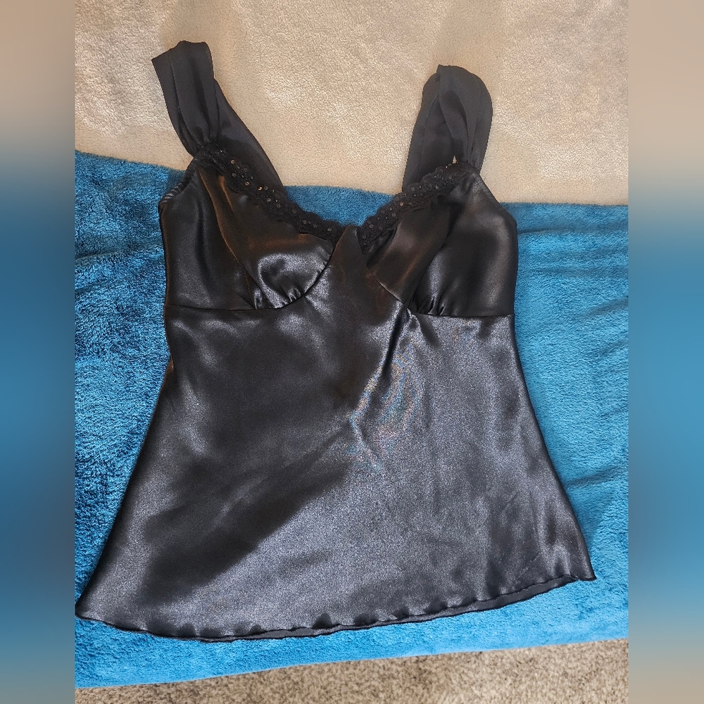 Elegant Black Satin Blouse